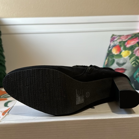 Black Fringe Heeled Booties - Picture 3 of 3